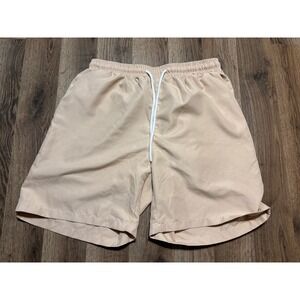 Manfinity Shorts Mens Large Tan Adult Casual Drawstring Elastic Waist Excellent